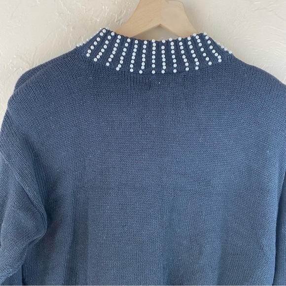 Vintage 80s oversized Margules Black pearl bead embellished tunic sweater large - Picture 6 of 12